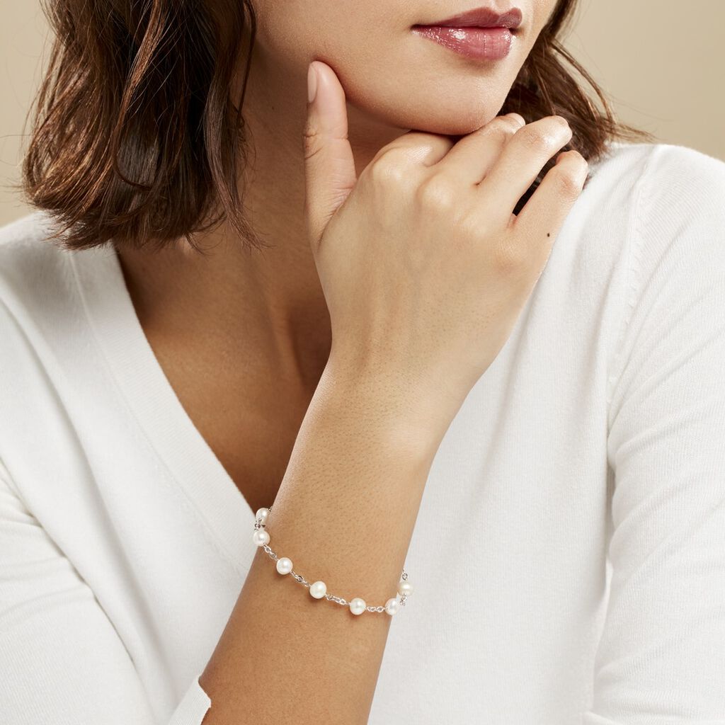 Bracelet Corentina Argent Blanc Perle De Culture - Bracelets Femme | Histoire d’Or