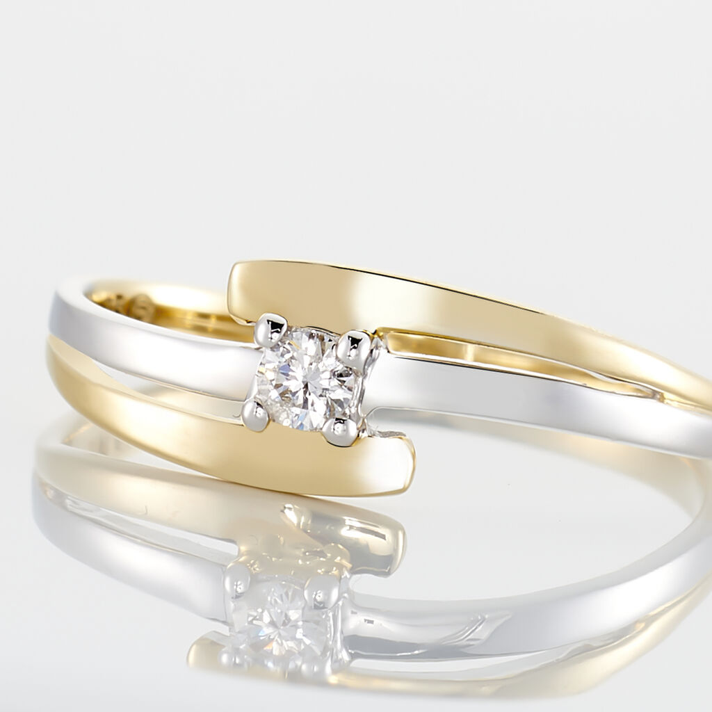 Bague Blandine Or Bicolore Diamant - Bagues solitaires Femme | Histoire d’Or