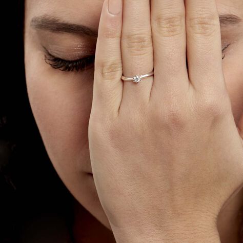 Bague Solitaire Veronika Or Blanc Diamant - Bagues solitaires Femme | Histoire d’Or