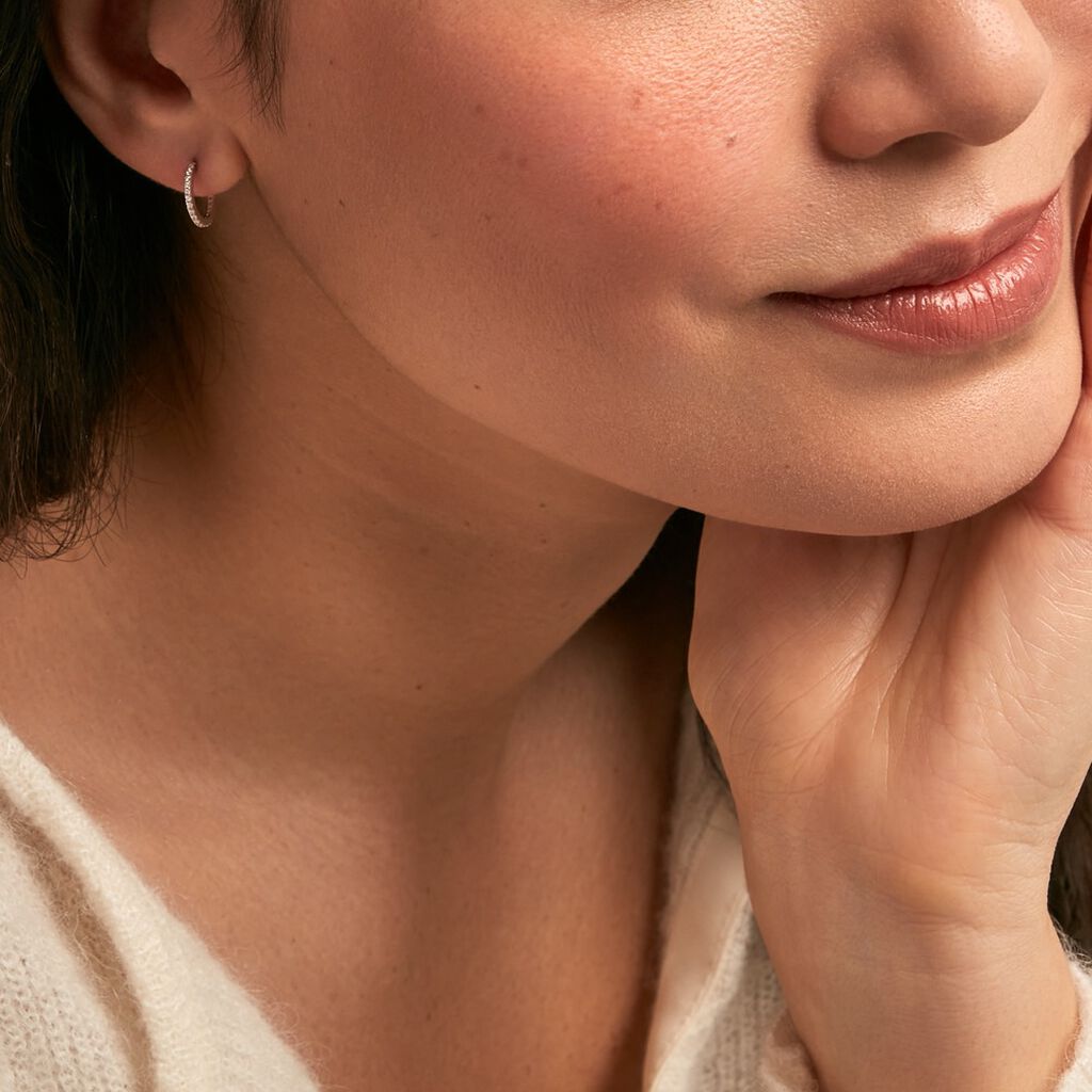 Créoles Or Blanc Brodie Oxyde De Zirconium - Boucles d'oreilles créoles Femme | Histoire d’Or