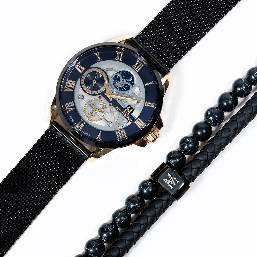 Coffret De Montre Montignac Round Noir - Montres Homme | Histoire d’Or
