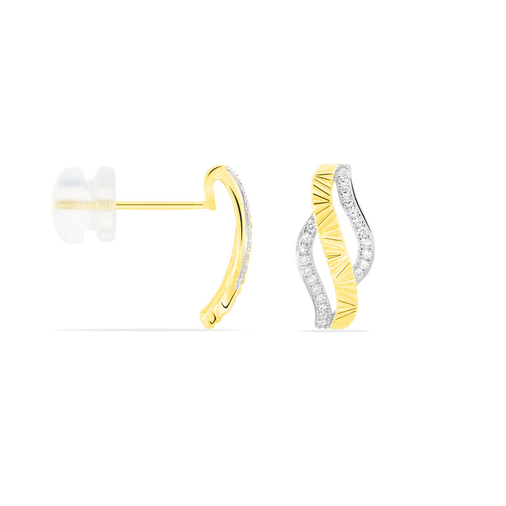 Boucles D'oreilles Puces Bathilde Or Jaune Diamant - Clous d'oreilles Femme | Histoire d’Or