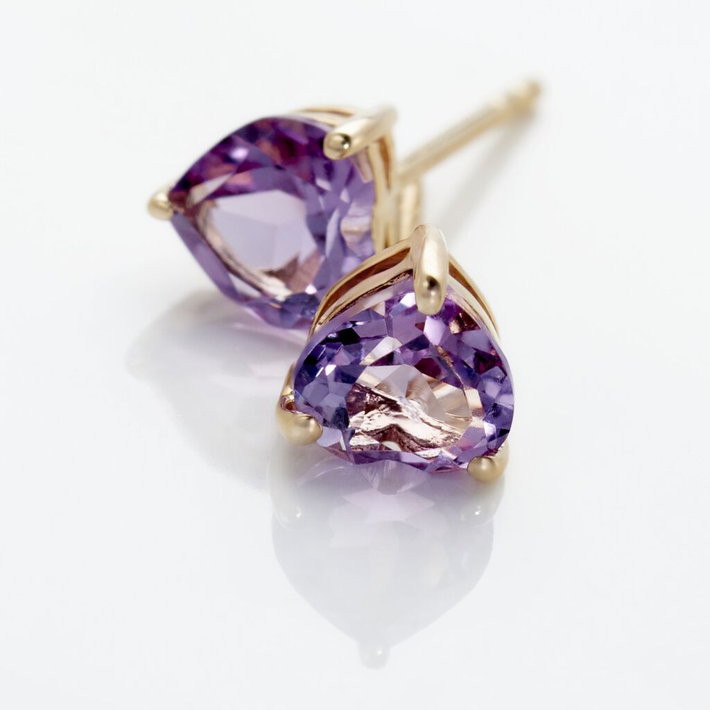 Boucles D'oreilles Puces Salona Or Jaune Amethyste - Clous d'oreilles Femme | Histoire d&rsquo;Or