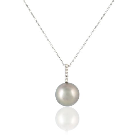 Collier Ocelina Or Blanc Perle De Culture De Tahiti Et Diamant - Colliers Femme | Histoire d’Or