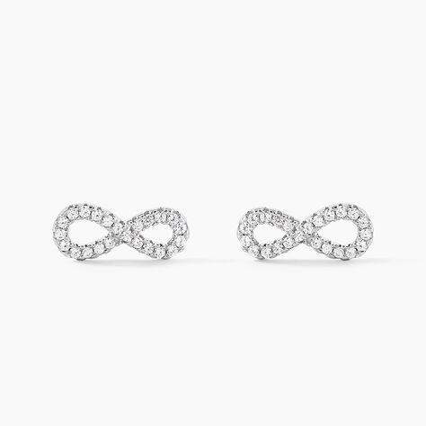 Boucles D'oreilles Puces Cl&eacute;lia Argent Blanc Oxyde De Zirconium - Boucles d'oreilles fantaisie Femme | Histoire d&rsquo;Or