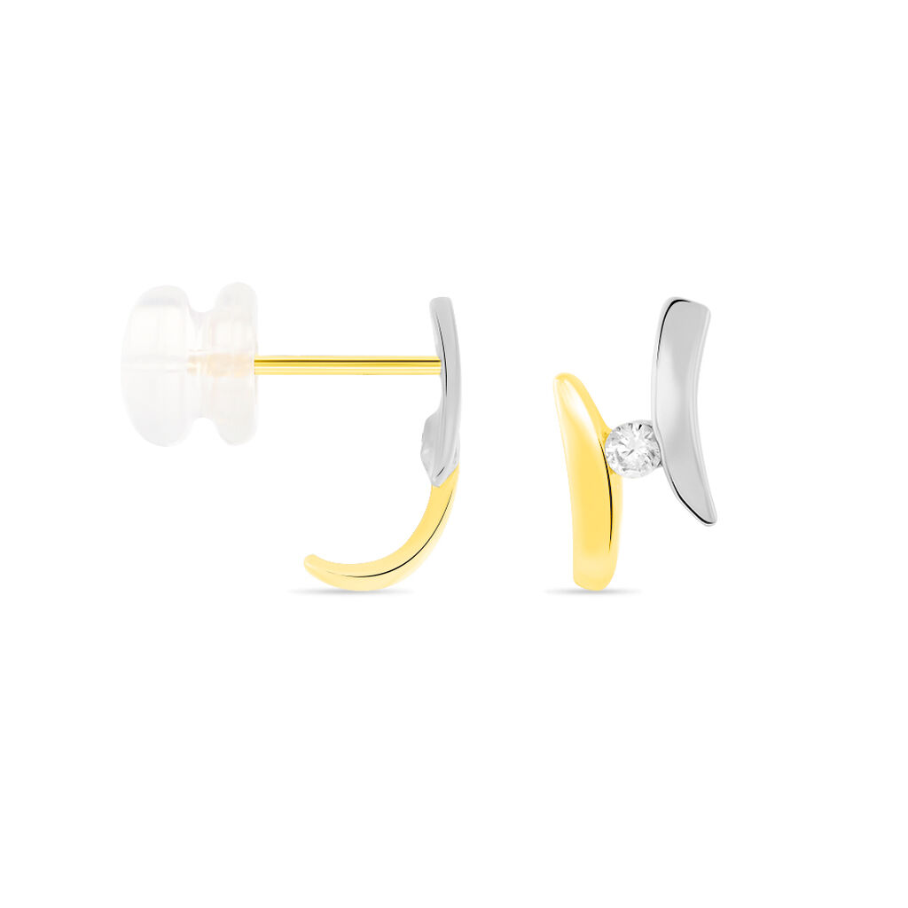Boucles D'oreilles Pendantes Ascagne Or Bicolore Oxyde De Zirconium - Boucles d'oreilles pendantes Femme | Histoire d’Or