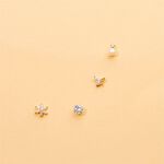 Boucles D'oreilles Puces Evaelle Papillon Or Jaune Oxyde De Zirconium - Clous d'oreilles Femme | Histoire d&rsquo;Or