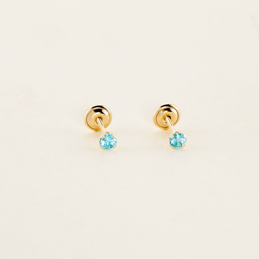 Boucles D'oreilles Puces Pepita Or Jaune Oxyde De Zirconium - Clous d'oreilles Famille | Histoire d’Or