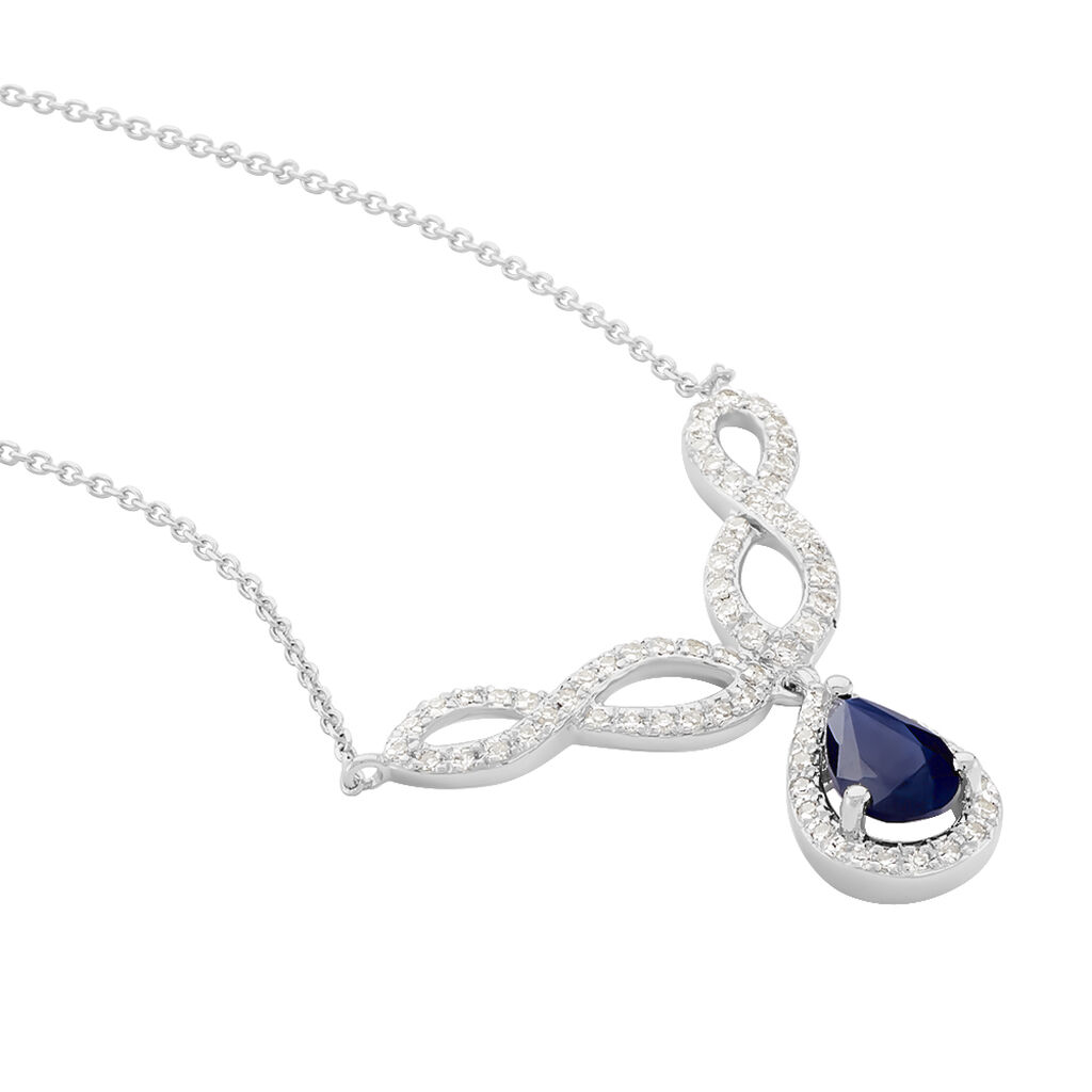 Collier Sissi Or Blanc Saphir Diamant - Colliers Femme | Histoire d’Or