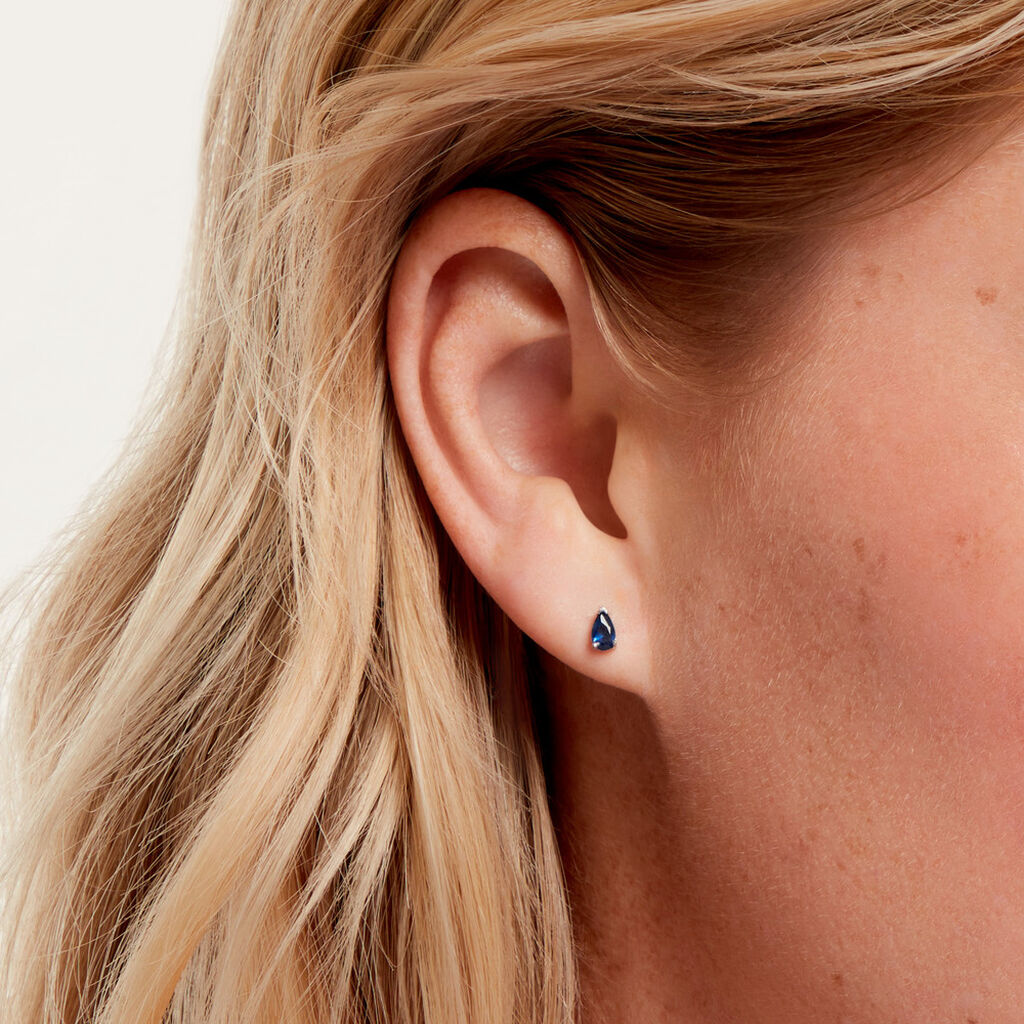 Boucles D'Oreilles Puces Ma&euml;llys Argent Blanc Oxyde De Zirconium - Boucles d'oreilles fantaisie Femme | Histoire d&rsquo;Or