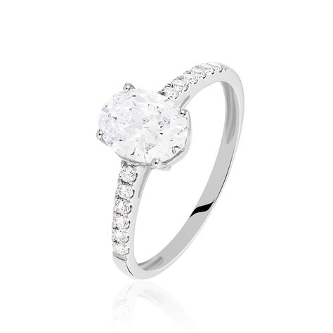 Bague Solitaire Oval Or Blanc Oxyde De Zirconium - Bagues solitaires Femme | Histoire d’Or