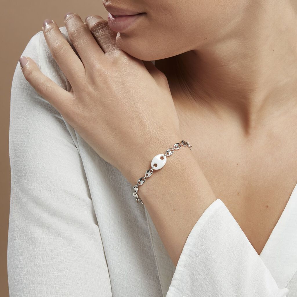 Bracelet Ashoka Argent Blanc Céramique - Bracelets Femme | Histoire d’Or