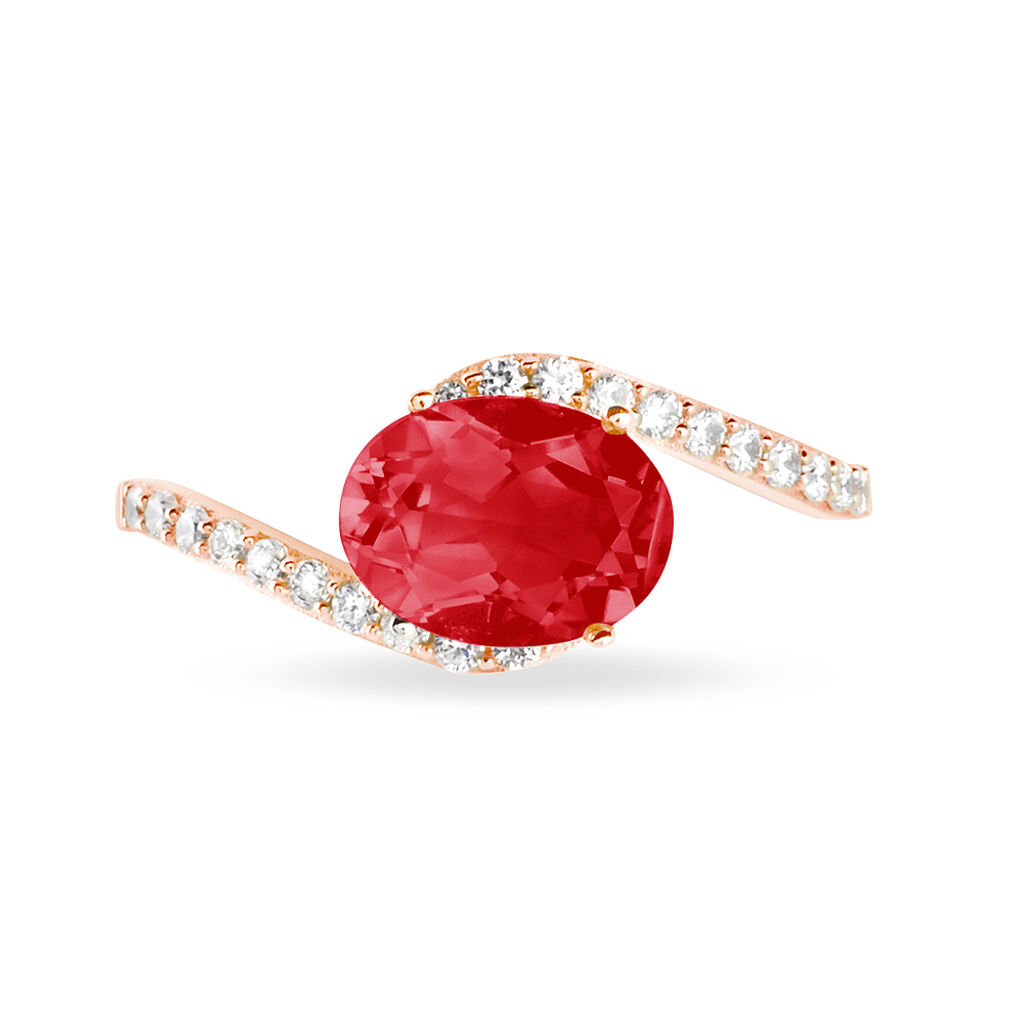 Bague Loriane Or Rose Rubis Et Diamant - Bagues solitaires Femme | Histoire d’Or
