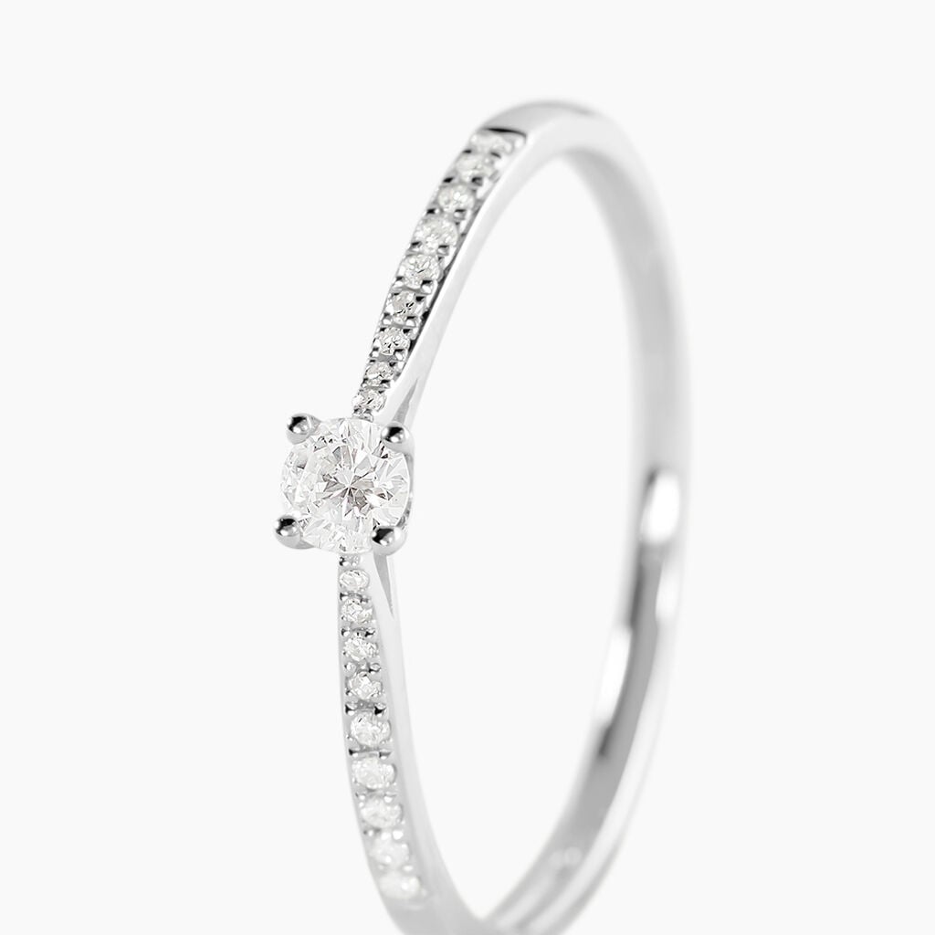 Bague Solitaire Hemera Or Blanc Diamant - Bagues solitaires Femme | Histoire d&rsquo;Or