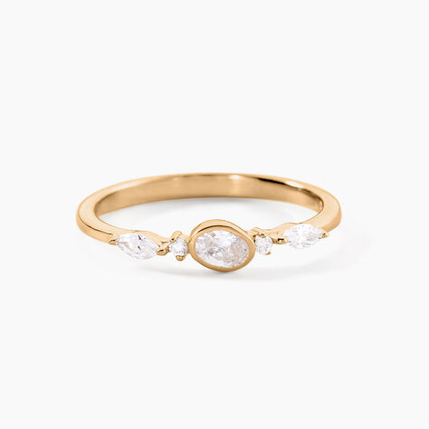 Bague Aurena Plaqu&eacute; Or Jaune Oxyde De Zirconium - Bagues solitaires Femme | Histoire d&rsquo;Or