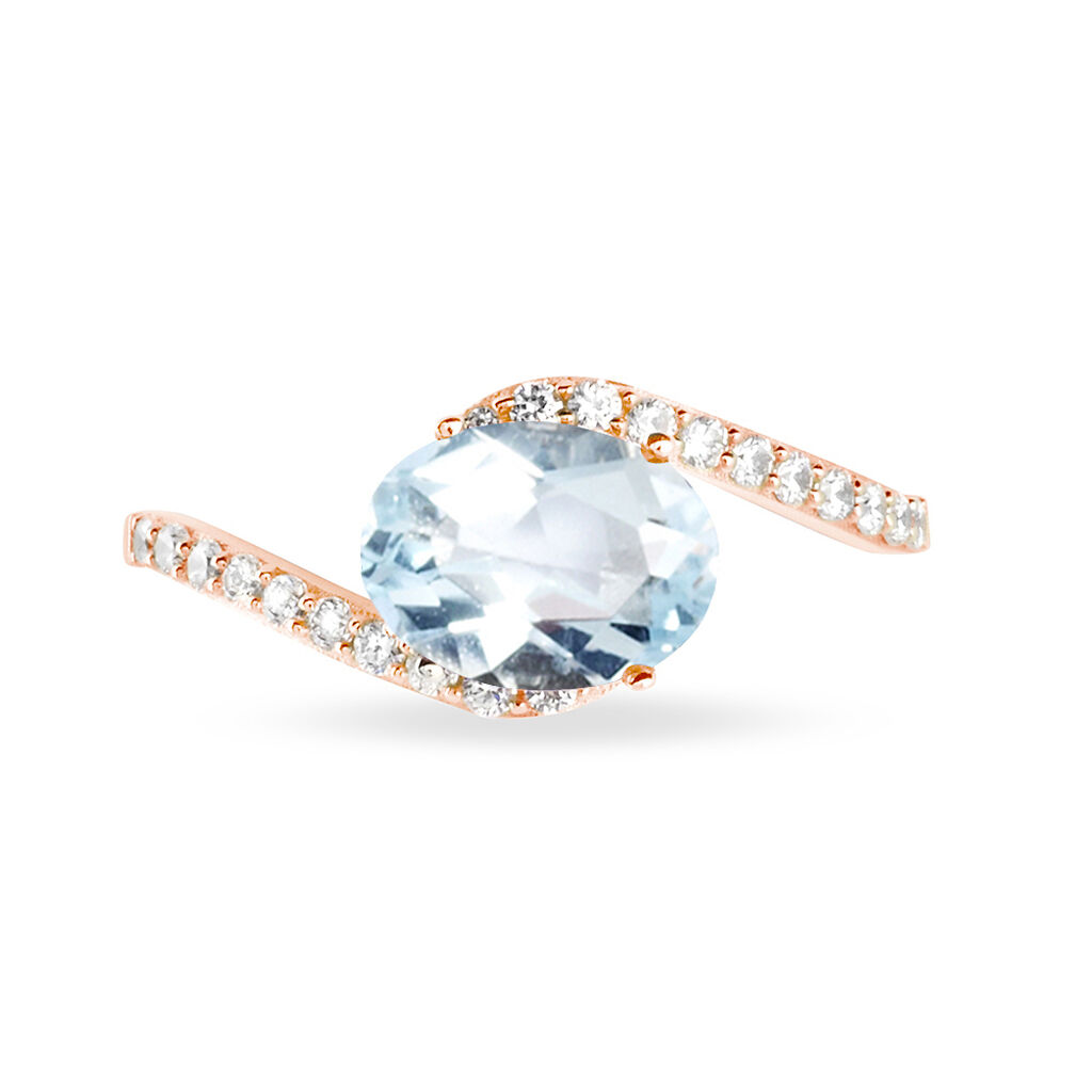 Bague Loriane Or Rose Topaze Et Oxyde De Zirconium - Bagues solitaires Femme | Histoire d&rsquo;Or