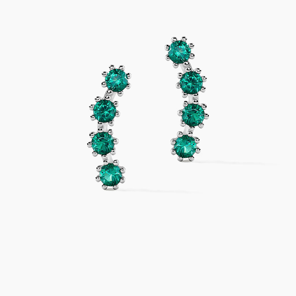 Boucles D'oreilles Puces Karrie Argent Blanc Oxyde De Zirconium - Boucles d'oreilles fantaisie Femme | Histoire d’Or