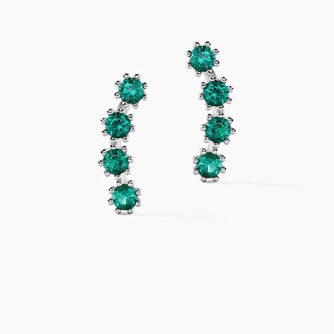 Boucles D'oreilles Puces Karrie Argent Blanc Oxyde De Zirconium - Boucles d'oreilles fantaisie Femme | Histoire d’Or
