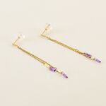 Bijoux D'oreilles Lavender Or Jaune Am&eacute;thyste - Boucles d'oreilles pendantes Femme | Histoire d&rsquo;Or