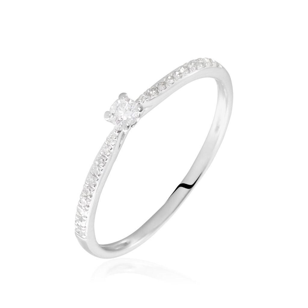 Bague Solitaire Hemera Or Blanc Diamant - Bagues solitaires Femme | Histoire d&rsquo;Or