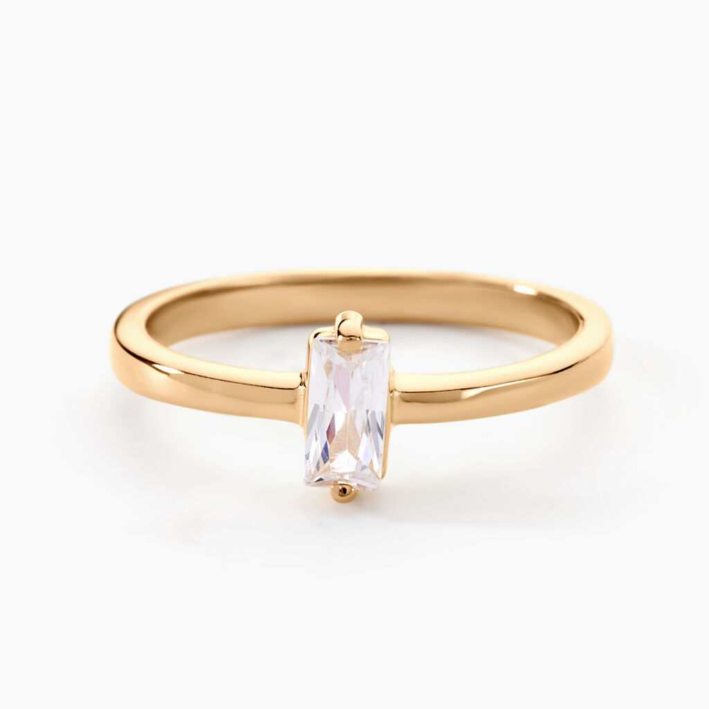 Bague Nila Plaqu&eacute; Or Jaune Oxyde De Zirconium - Bagues solitaires Femme | Histoire d&rsquo;Or