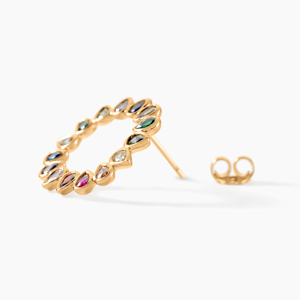 Boucles D'oreilles Pendantes Plaqu&eacute; Or Jaune Ethem Pierres - Boucles d'oreilles pendantes Femme | Histoire d&rsquo;Or