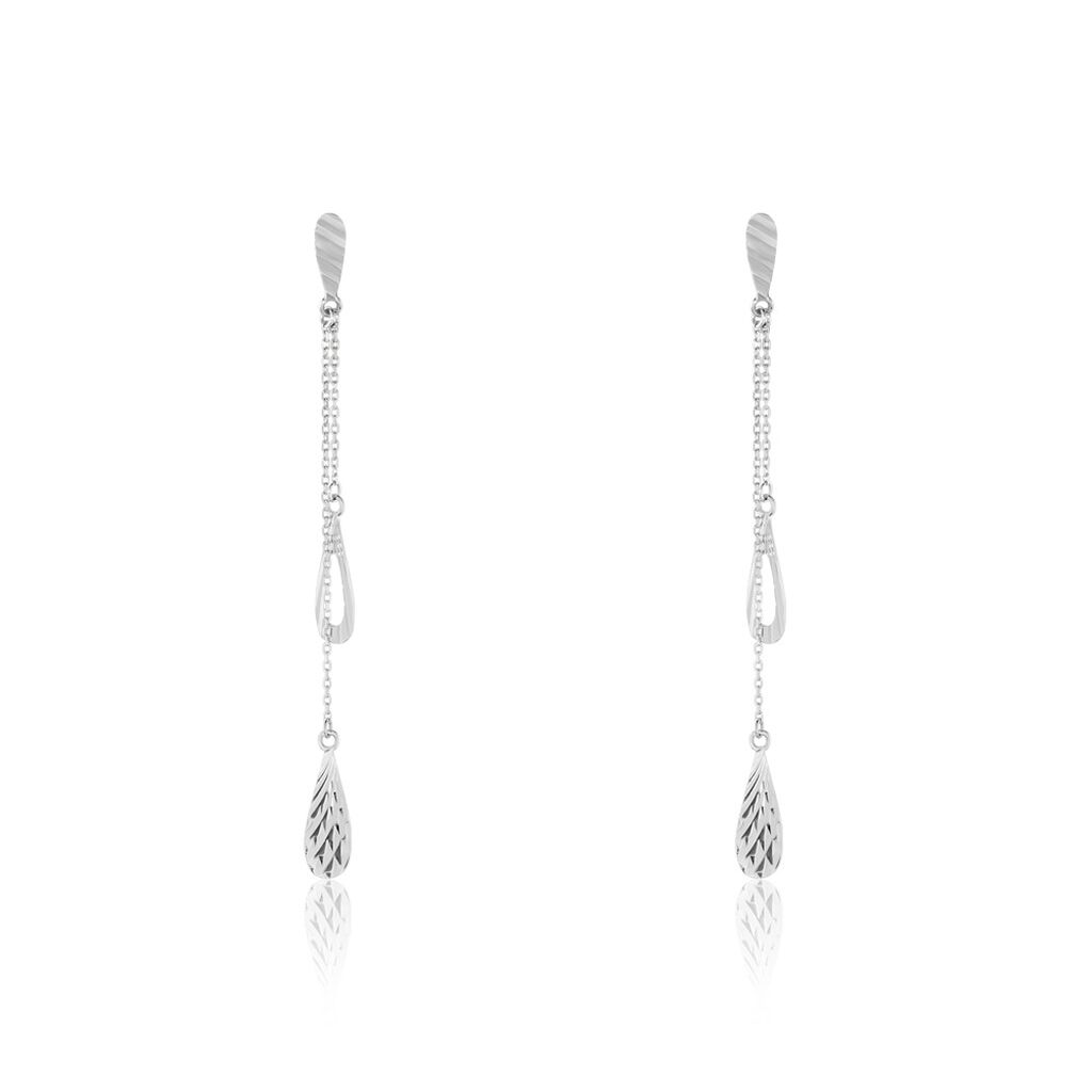 Boucles D'oreilles Pendantes Anila Gouttes Or Blanc - Boucles d'oreilles pendantes Femme | Histoire d&rsquo;Or