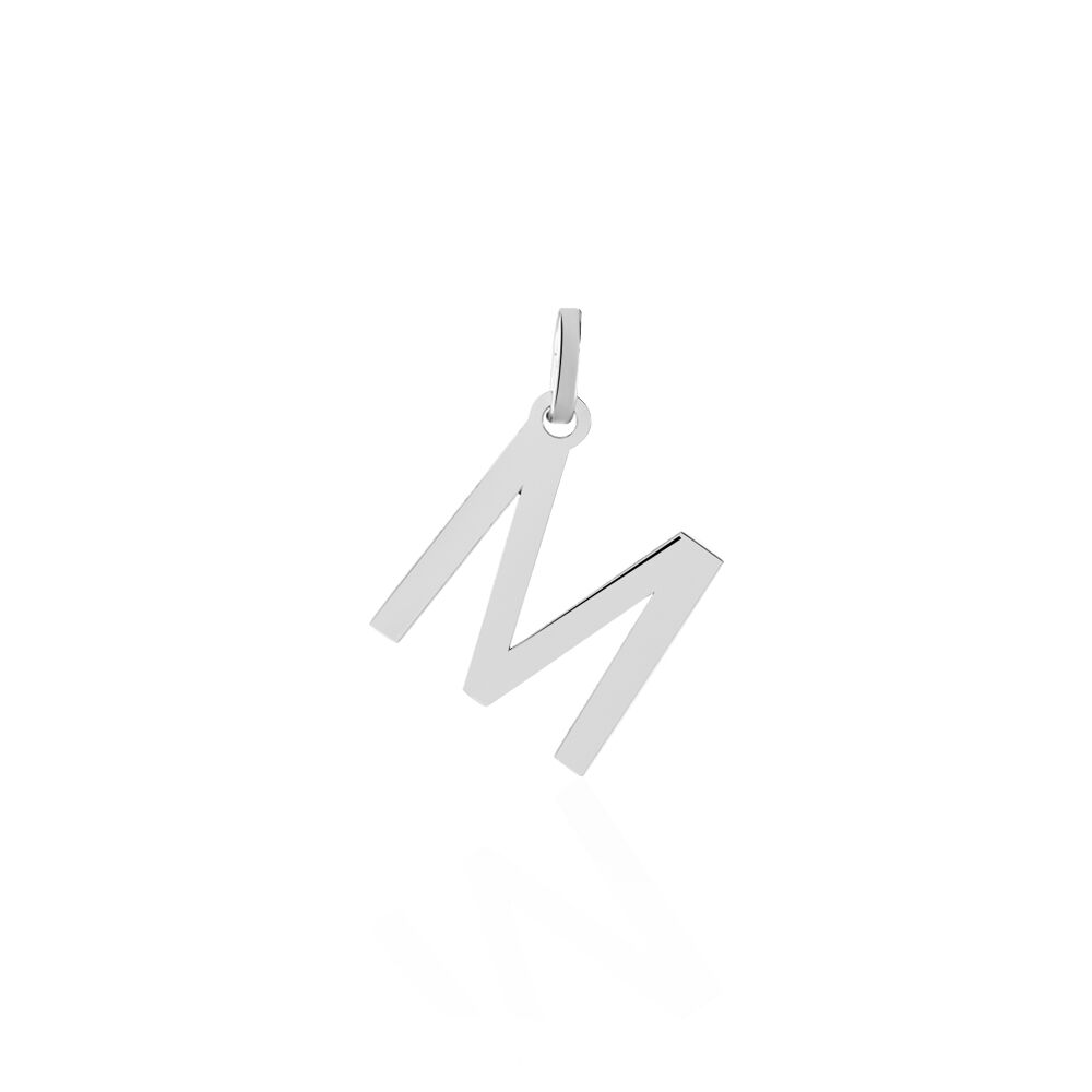 pendentif lettre m or blanc