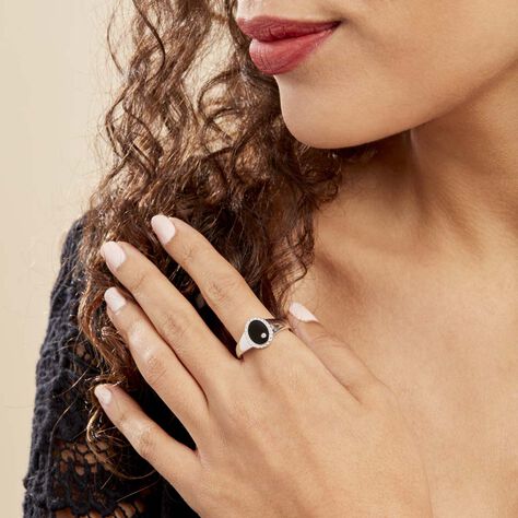 Bague Argent Blanc Lugus Email Et Oxyde De Zirconium - Bagues avec pierre Femme | Histoire d’Or
