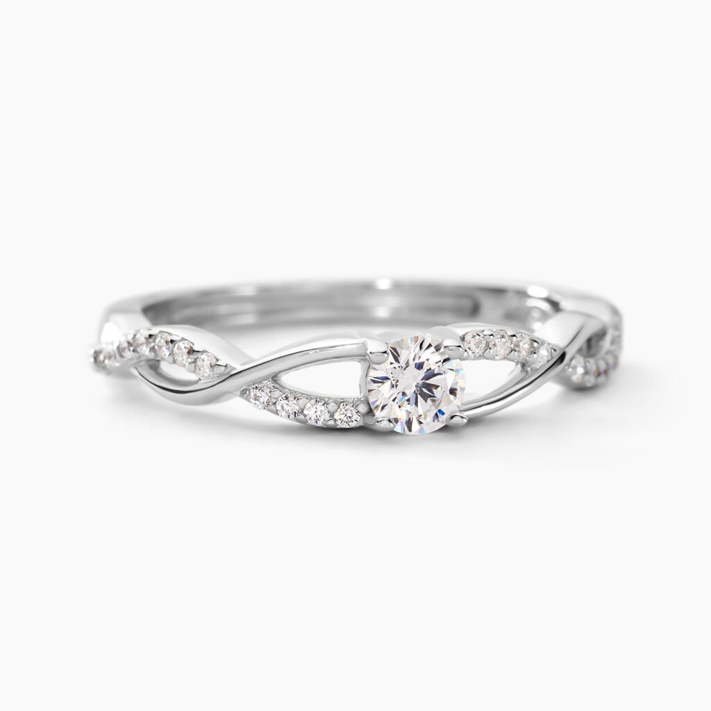 Bague Argent 925 Avec Oxyde De Zirconium - Alliance, Finition Argentée - Neuf Avec étiquettes