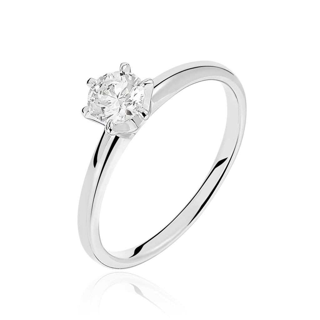 Bague De Fiançailles Or Blanc 14 Carats Avec Diamant Simulé - Taille 8 - Personnalisable