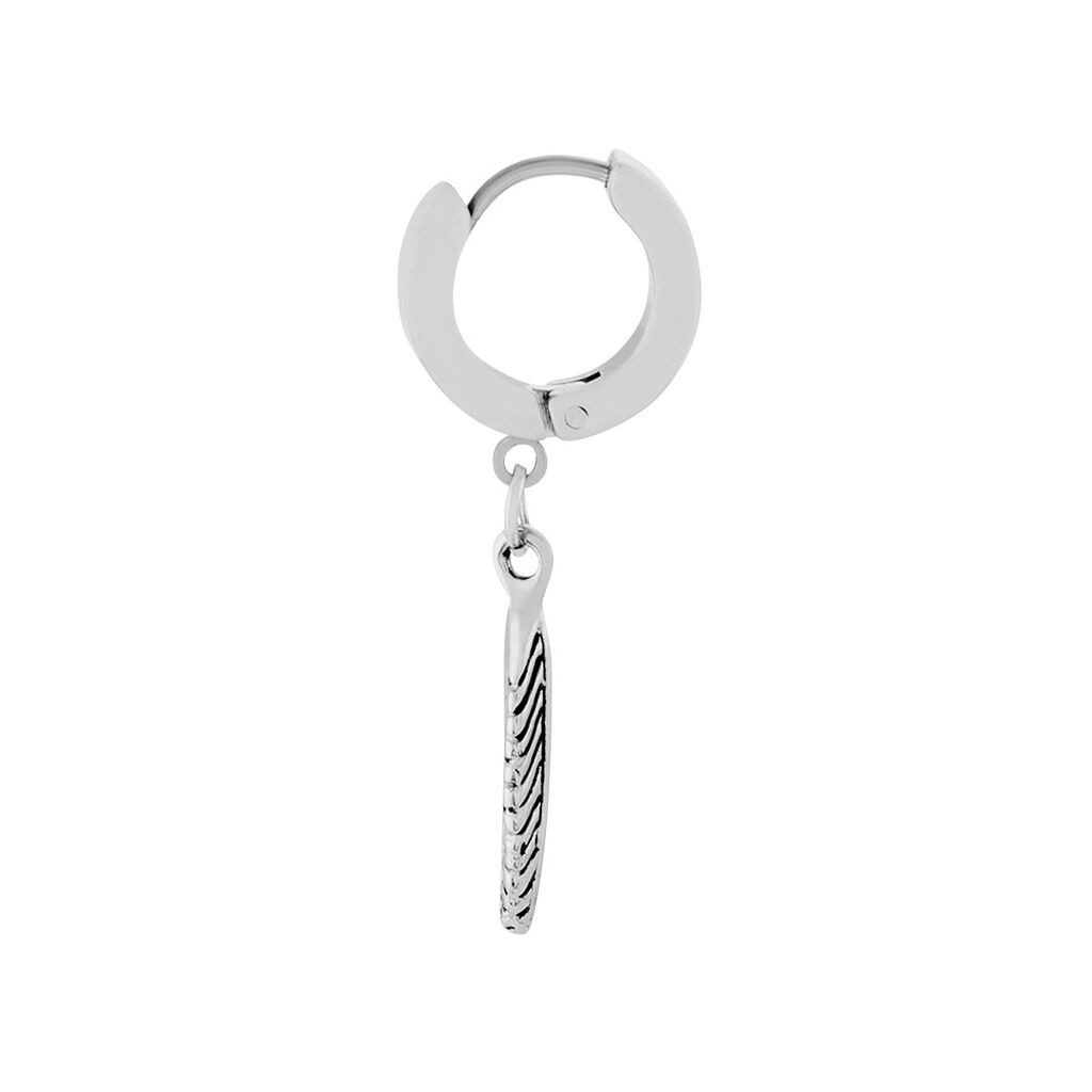 Créole Unitaire Acier Blanc Gvennig - Boucles d'oreilles créoles Homme | Histoire d’Or