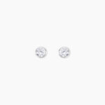 Boucles D'oreilles Puces Elda Serti Clos Or Blanc Oxyde De Zirconium - Clous d'oreilles Femme | Histoire d&rsquo;Or