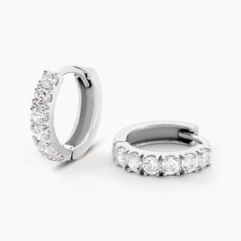 Créoles Andgelina Rondes Or Blanc Oxyde De Zirconium - Boucles d'oreilles créoles Femme | Histoire d’Or