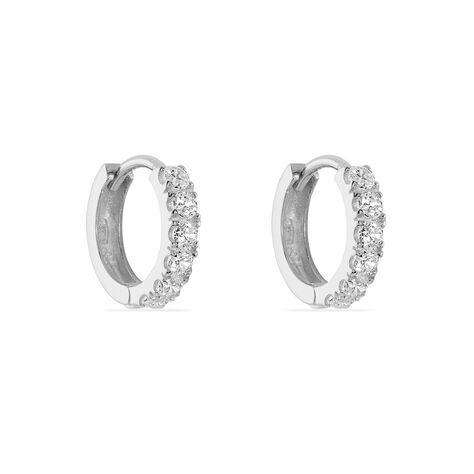 Créoles Andgelina Rondes Or Blanc Oxyde De Zirconium - Boucles d'oreilles créoles Femme | Histoire d’Or