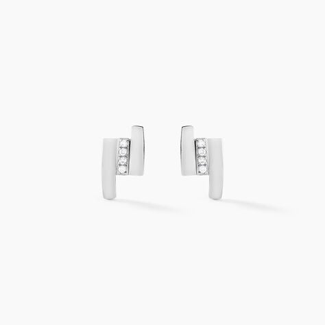 Boucles D'oreilles Puces Dolene Or Blanc Diamant - Clous d'oreilles Femme | Histoire d’Or