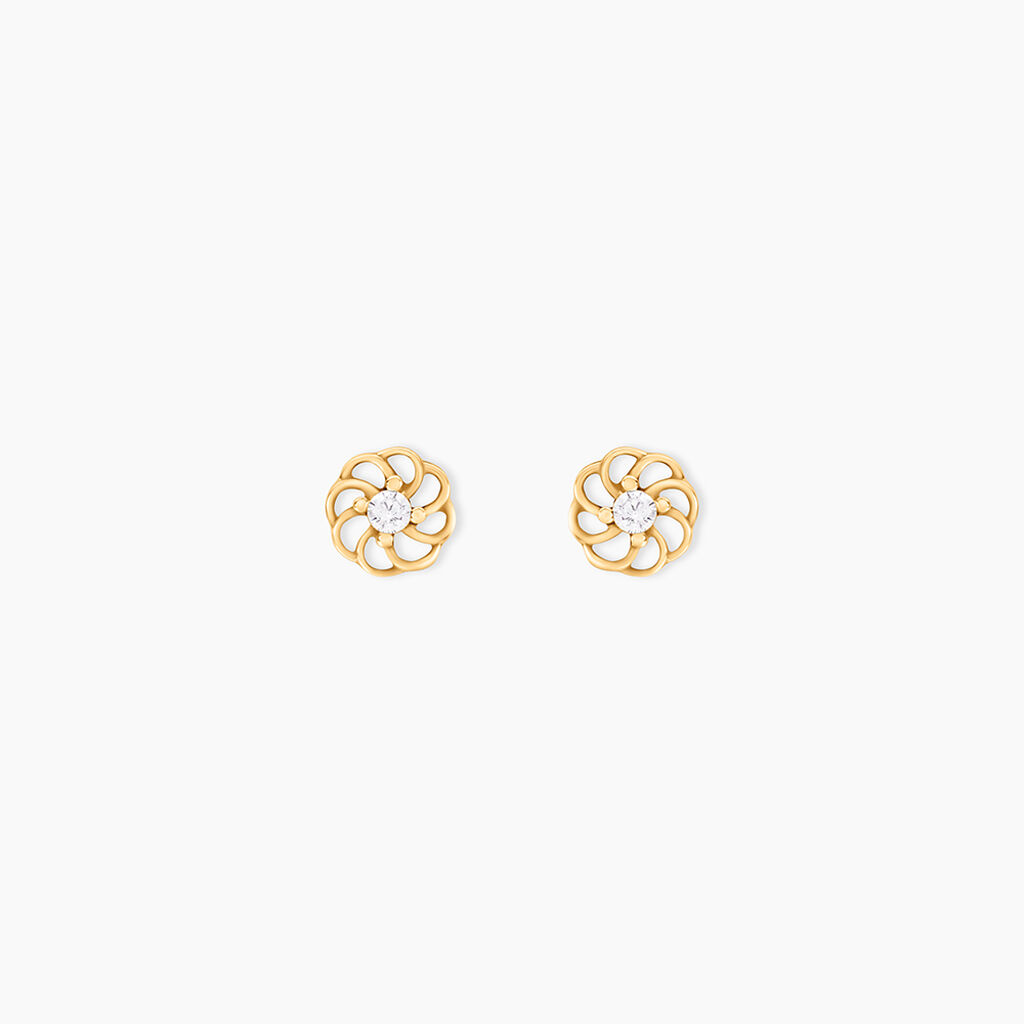 Boucles D'oreilles Puces Eleanor Fleur Or Jaune Oxyde De Zirconium - Clous d'oreilles Famille | Histoire d&rsquo;Or