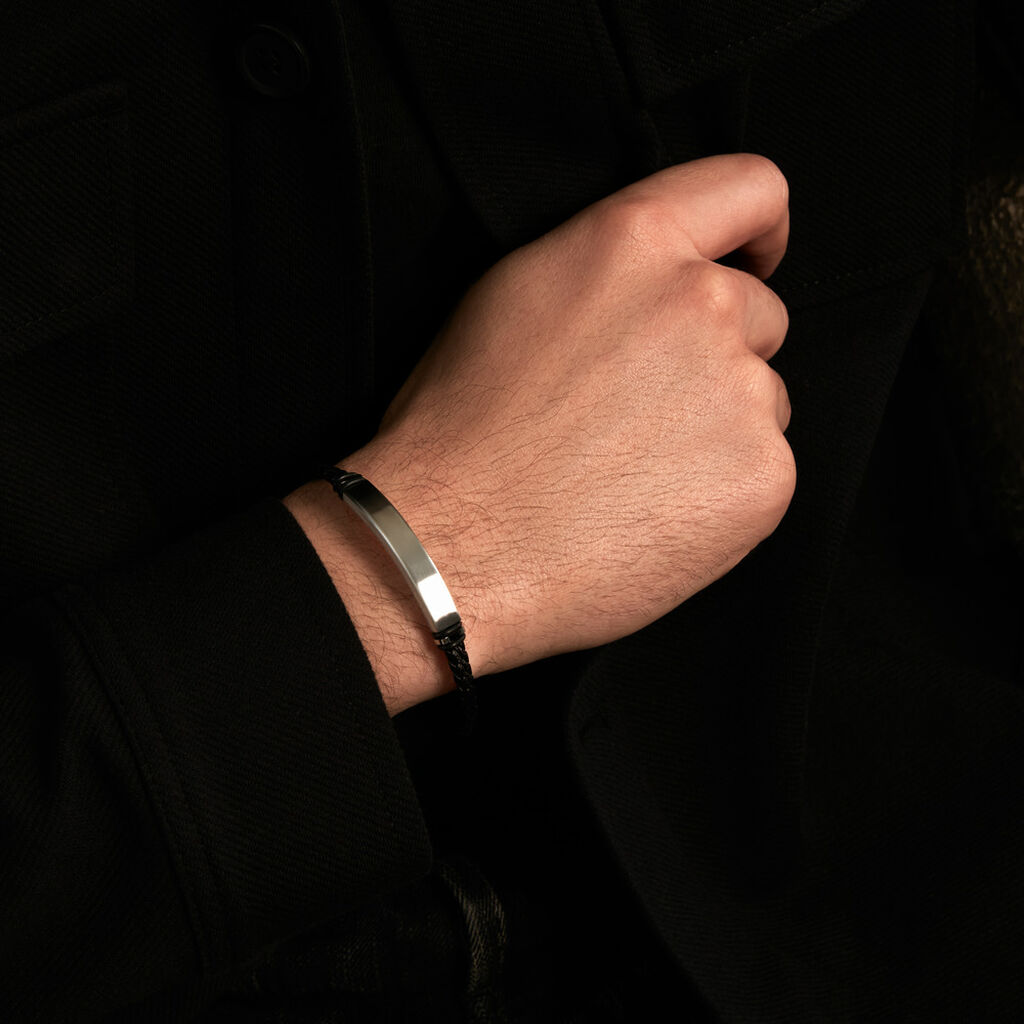 Bracelet Jourdan Cuir De Vache Noir - Bracelets Cuir Homme | Histoire d&rsquo;Or
