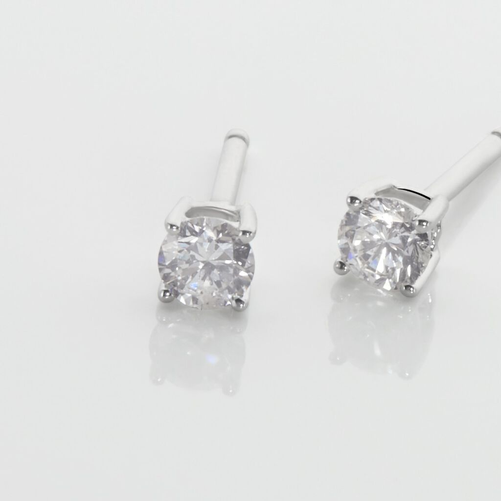Boucles D'oreilles Puces Aphrodite Or Blanc Diamant - Clous d'oreilles Famille | Histoire d’Or