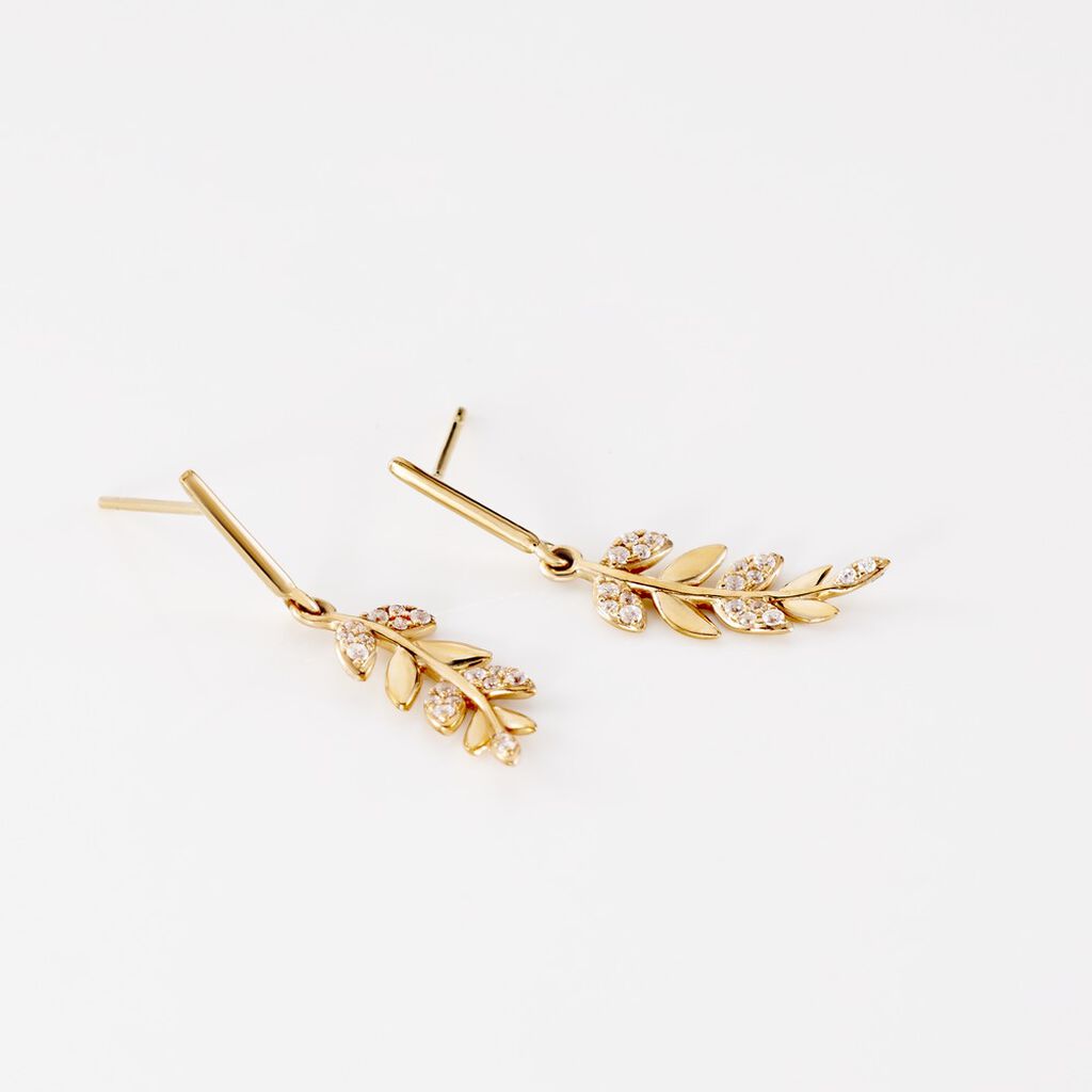 Boucles D'oreilles Pendantes Or Jaune Nahia Oxydes De Zirconium - Boucles d'oreilles pendantes Femme | Histoire d’Or