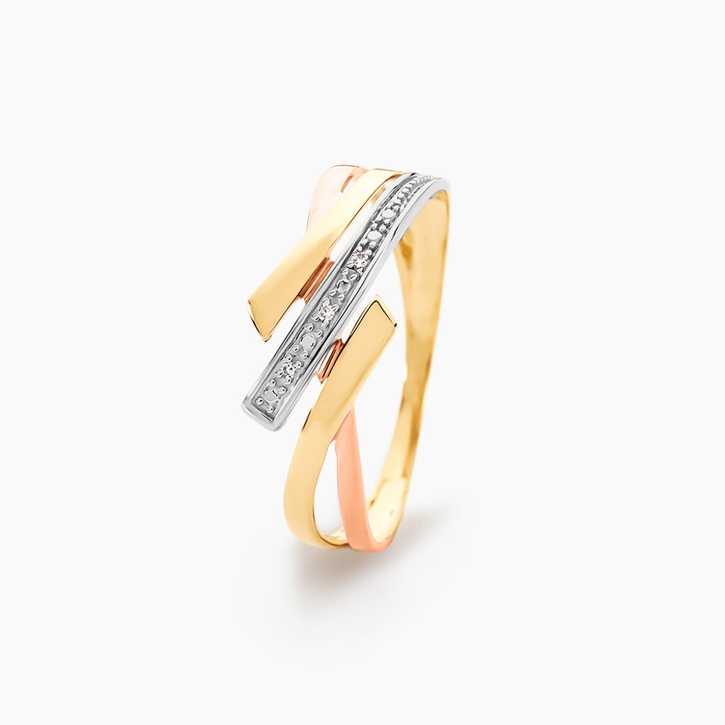 Bague Ainhoa Or Tricolore Diamant - Bagues avec pierre Femme | Histoire d’Or