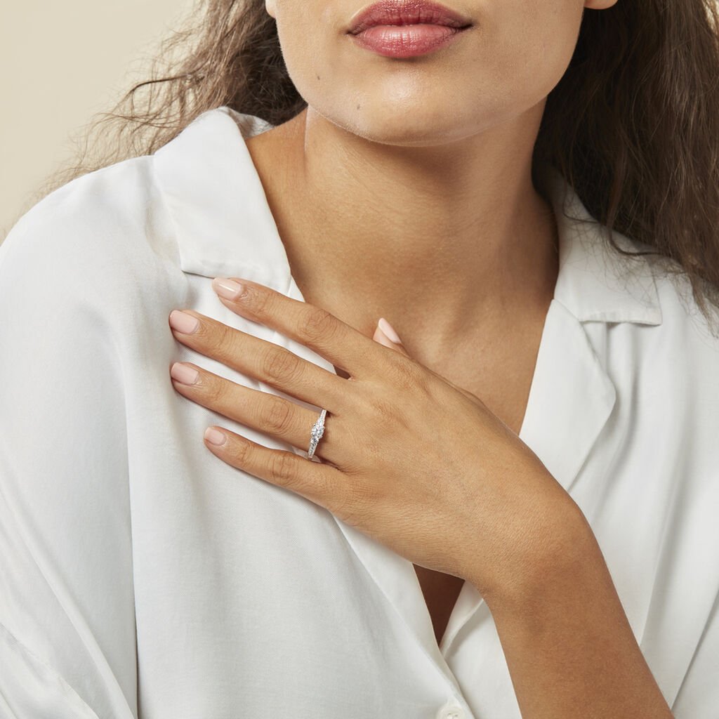 Bague Marie-angelina Argent Blanc Oxyde De Zirconium - Bagues avec pierre Femme | Histoire d’Or