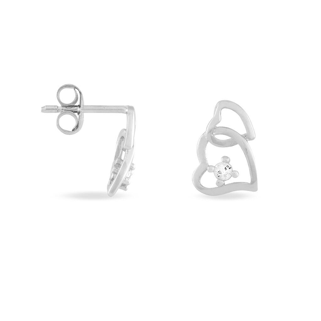Boucles D'oreilles Puces Roma Argent Blanc Oxyde De Zirconium - Boucles d'oreilles fantaisie Femme | Histoire d’Or