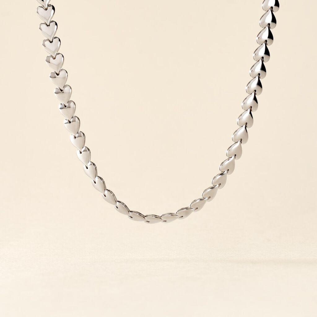 Collier Argent Blanc Barbara - Colliers Coeur Femme | Histoire d’Or