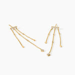 Boucles D'Oreilles Pendantes Eclat D'Etoile Argent Dor&eacute; A L'Or 750/1000 Oxyde De Zirconium - Boucles d'oreilles pendantes Femme | Histoire d&rsquo;Or