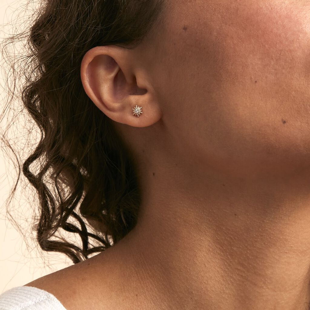 Boucles D'oreilles Puces Eirian Plaqué Or Jaune Oxyde De Zirconium - Boucles d'Oreilles Etoile Femme | Histoire d’Or