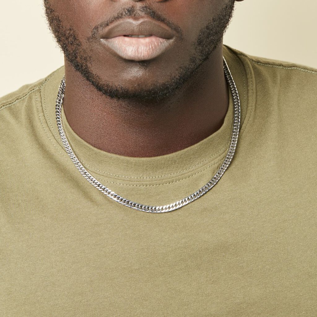 Collier Quentin Acier Blanc - Colliers fantaisie Homme | Histoire d’Or