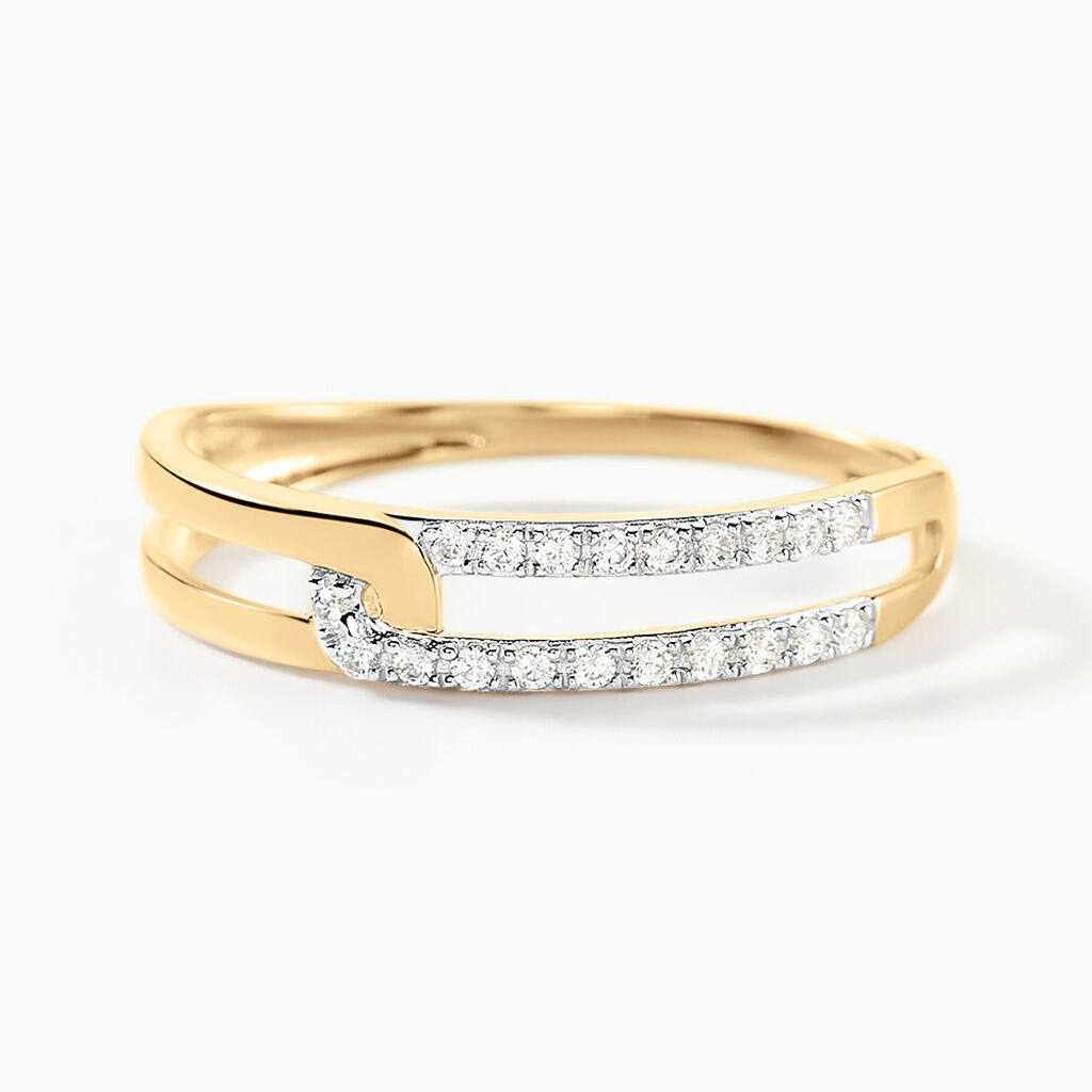 Bague Graphic Lines Or Jaune Oxyde De Zirconium - Bagues avec pierre Femme | Histoire d&rsquo;Or