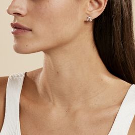 Boucles D'oreilles Puces Axella Argent Blanc Oxyde De Zirconium - Boucles d'oreilles fantaisie Femme | Histoire d’Or