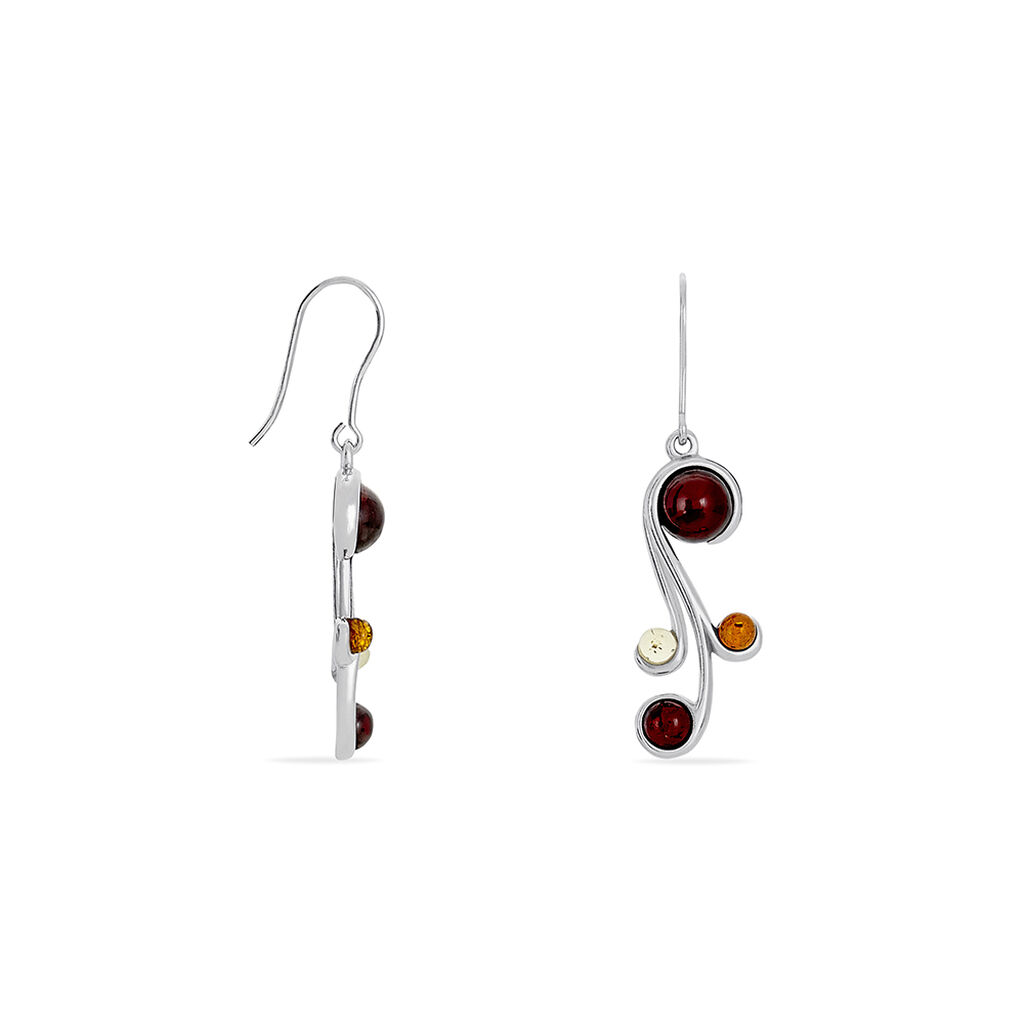 Boucles D'oreilles Pendantes Alexa Argent Blanc Ambre - Boucles d'oreilles fantaisie Femme | Histoire d’Or